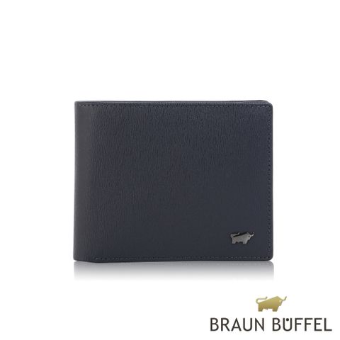 BRAUN BUFFEL 德國小金牛 台灣總代理 默瑟-II 8卡中翻零錢袋皮夾-印度藍/BF384-318-II