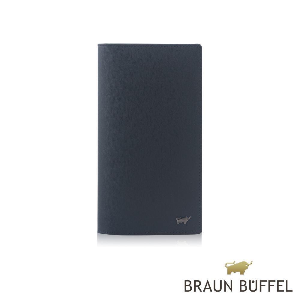 BRAUN BUFFEL 德國小金牛 台灣總代理 默瑟-II 17卡拉鍊零錢袋長夾-印度藍/BF384-631-II