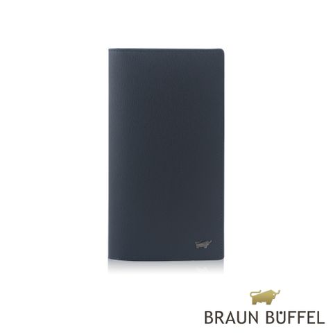 指定卡最高享11%【BRAUN BUFFEL 德國小金牛】台灣總代理 默瑟-II 17卡拉鍊零錢袋長夾-印度藍/BF384-631-II