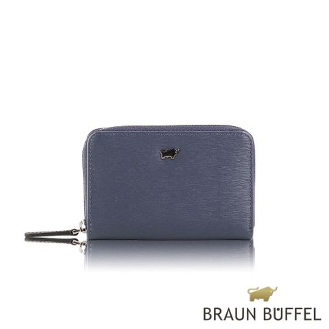 BRAUN BUFFEL 德國小金牛 台灣總代理 波索 拉鍊零錢包-藍色/BF386-161-NY