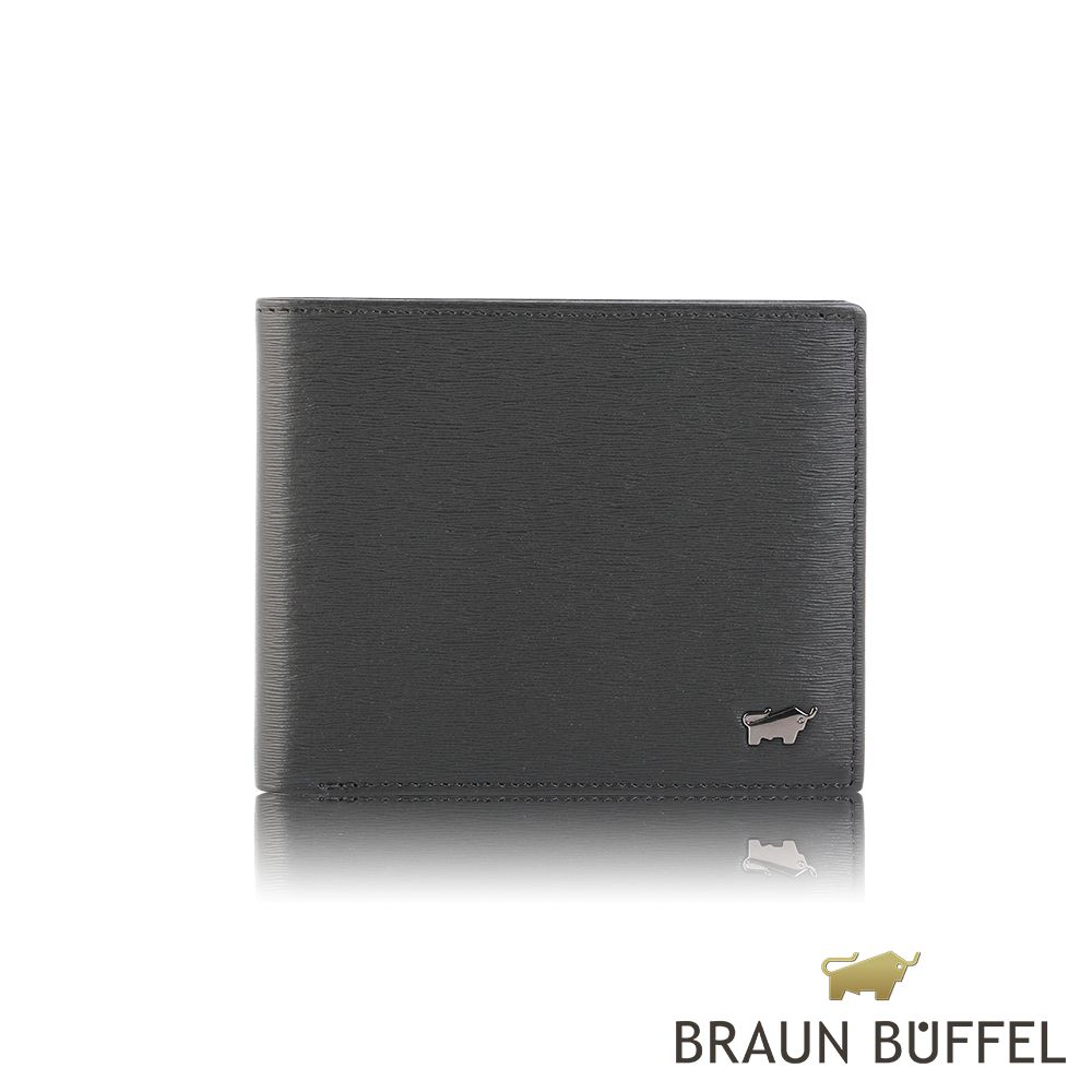 BRAUN BUFFEL 德國小金牛 台灣總代理 波索 4卡零錢袋皮夾-黑色/BF386-315-BK