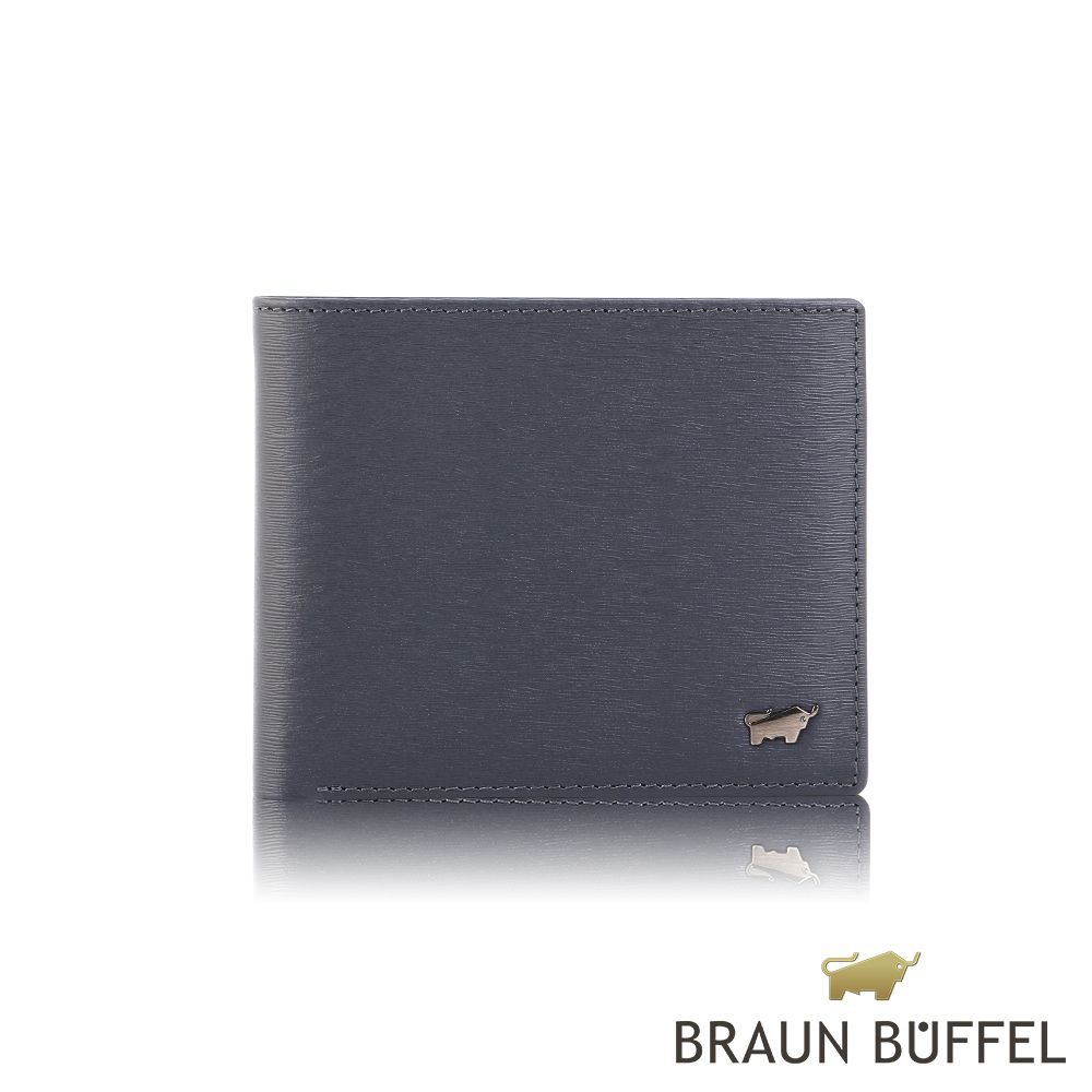 BRAUN BUFFEL 德國小金牛 台灣總代理 波索 8卡中間翻零錢袋皮夾-藍色/BF386-318-NY