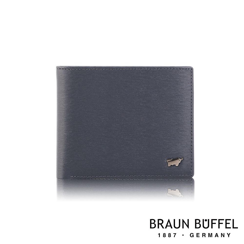 BRAUN BUFFEL 德國小金牛 台灣總代理 波索 4卡零錢袋皮夾-藍色/BF386-315-NY