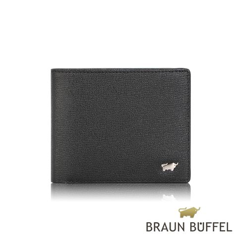 【BRAUN BUFFEL 德國小金牛】台灣總代理 山 8卡男夾-黑色/BF398-313-BK