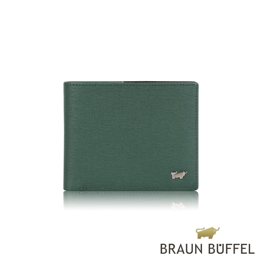 BRAUN BUFFEL 德國小金牛 台灣總代理 瓦拉頓 4卡零錢袋皮夾-深綠色/BF397-315-TG