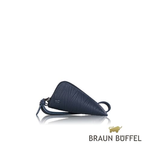 BRAUN BUFFEL 德國小金牛 台灣總代理 VON 拉鍊零錢包-深藍色/BF803-160-DB