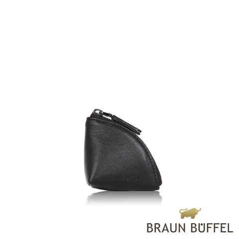 BRAUN BUFFEL 德國小金牛 台灣總代理 芙洛拉 拉鍊零錢包-黑色/BF804-160-BK