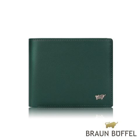 BRAUN BUFFEL 德國小金牛 台灣總代理 魅惑 8卡男夾-植物園綠/BF508-313-BGA