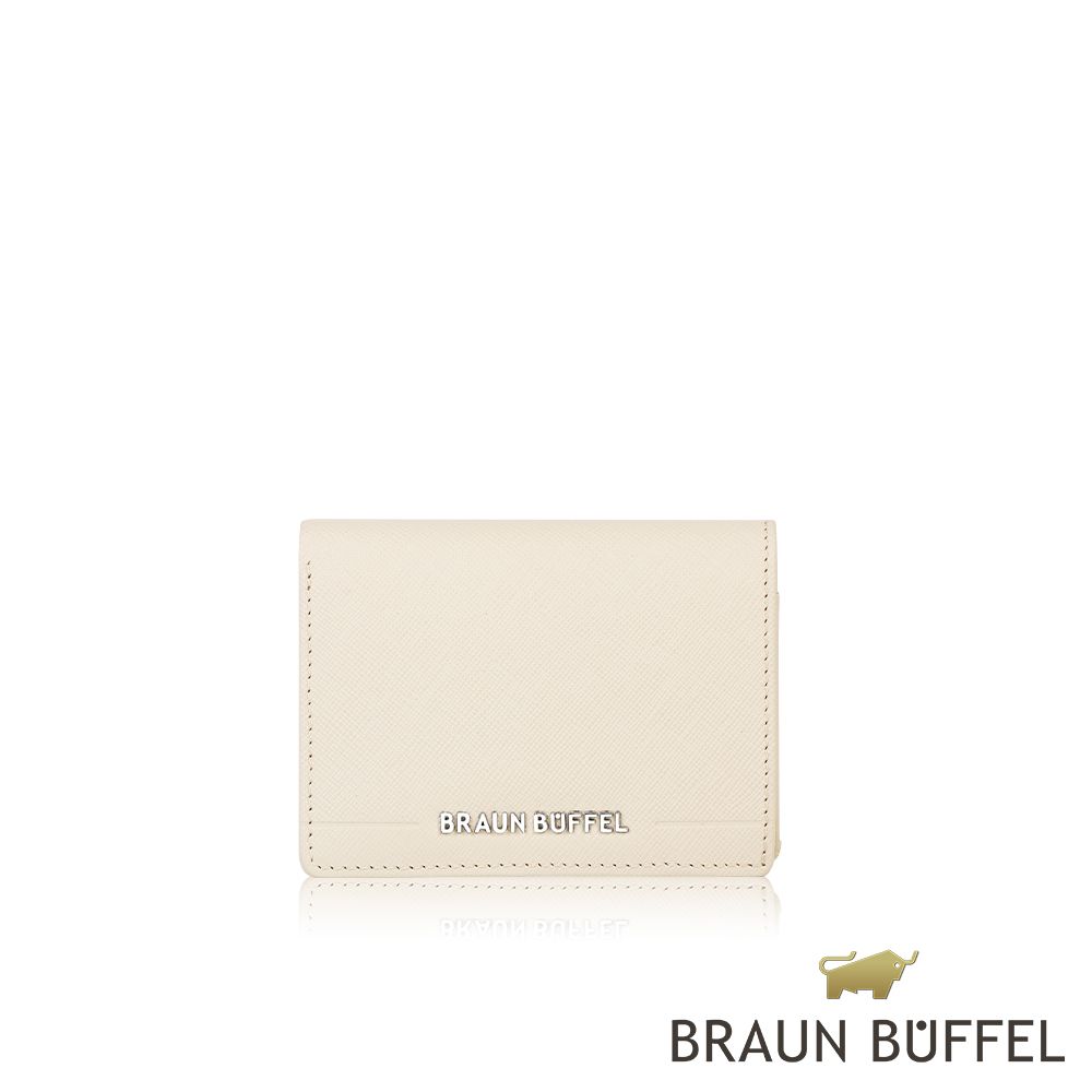 BRAUN BUFFEL 德國小金牛 台灣總代理 格瑞克D 名片夾-粉筆白/BF513-131-CK