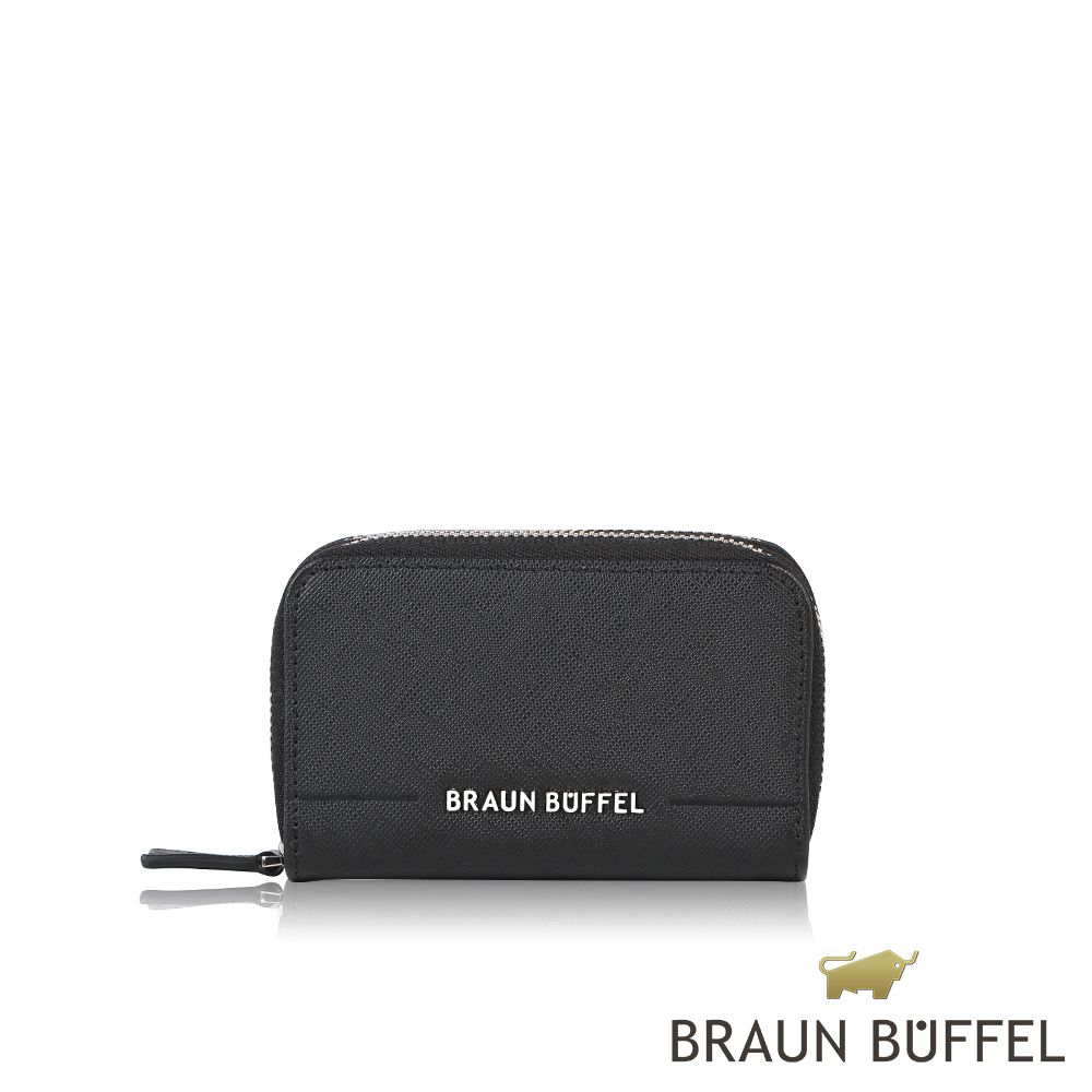 BRAUN BUFFEL 德國小金牛 台灣總代理 格瑞克D 雙拉鍊零錢包-黑色/BF513-161-BK