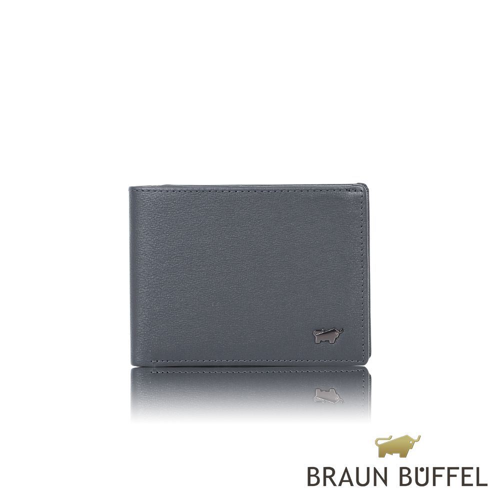 BRAUN BUFFEL 德國小金牛 台灣總代理 戰神-A 6卡男夾-藍色/BF518-312-NY