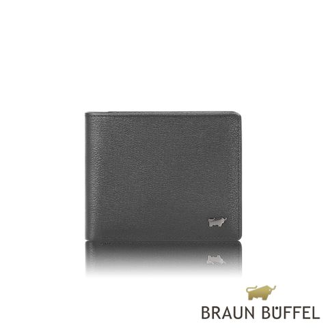 BRAUN BUFFEL 德國小金牛 台灣總代理 戰神-A 8卡男夾-黑色/BF518-313-BK