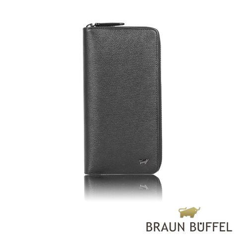 BRAUN BUFFEL 德國小金牛 台灣總代理 戰神-A 23卡全開拉鍊長夾-黑色/BF518-601-BK