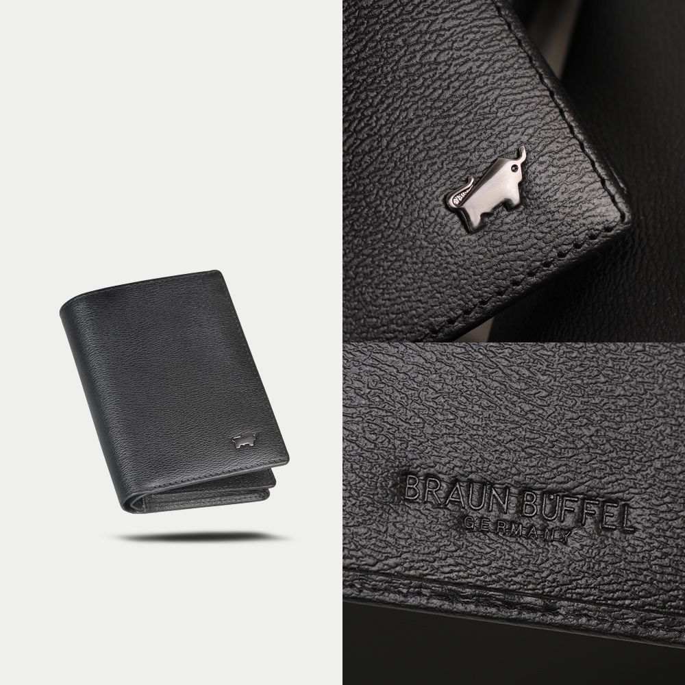 BRAUN BUFFEL 德國小金牛 台灣總代理 波索-A 名片夾-黑色/BF519-141-BK