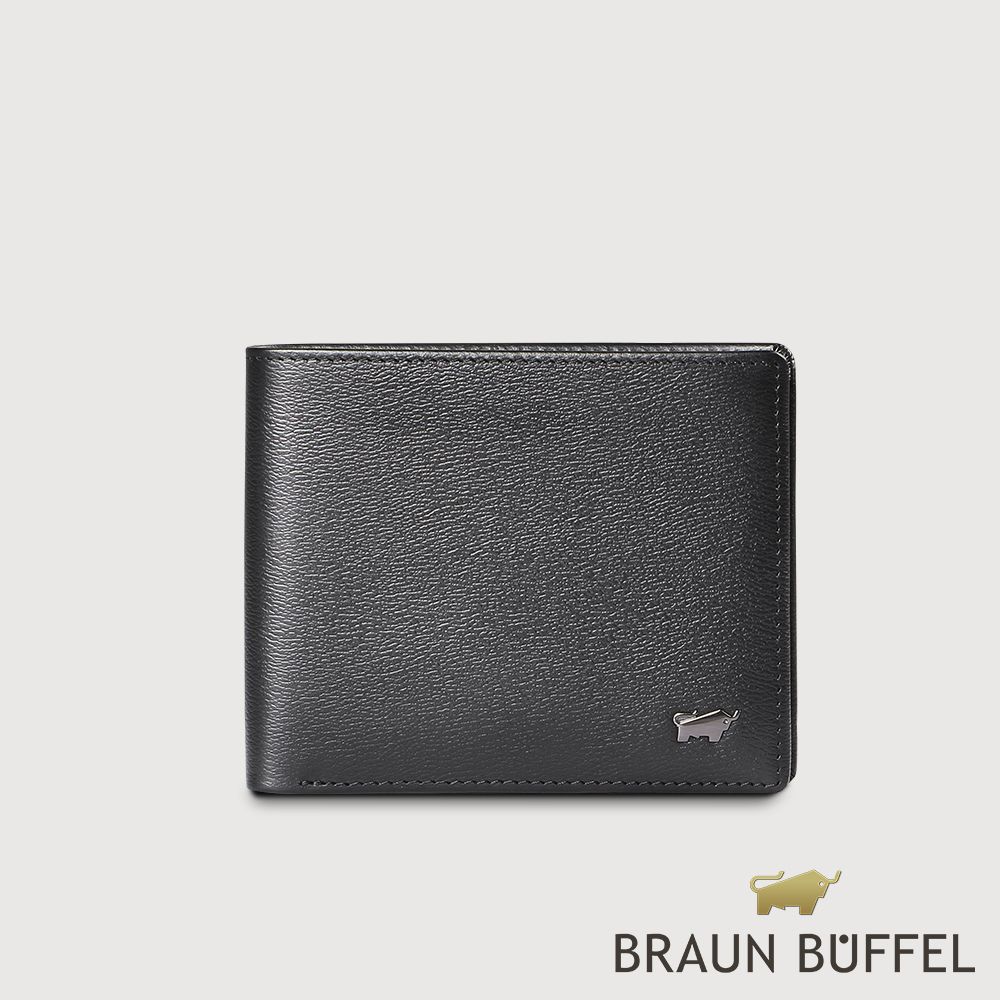 BRAUN BUFFEL 德國小金牛 台灣總代理 波索-A 5卡透明窗皮夾-黑色/BF519-316-BK