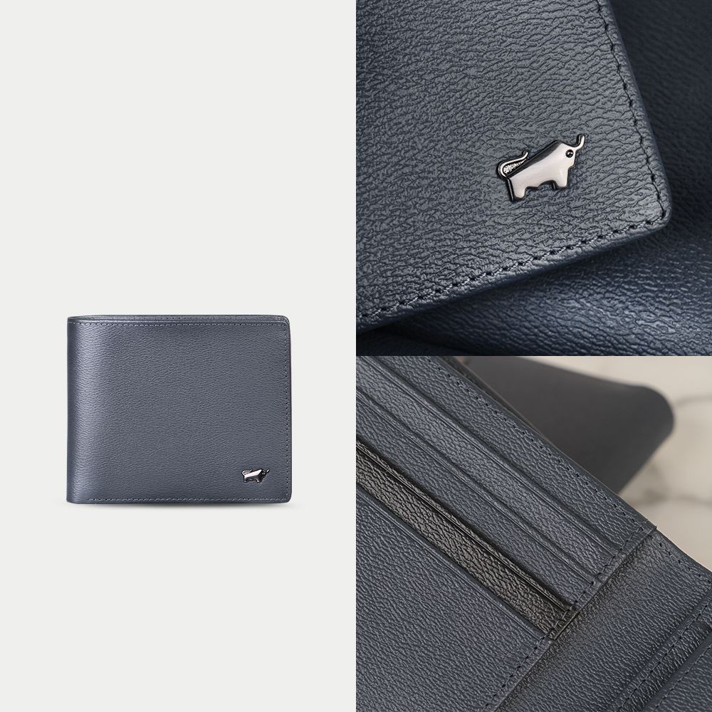 BRAUN BUFFEL 德國小金牛 台灣總代理 波索-A 5卡透明窗皮夾-藍色/BF519-316-NY