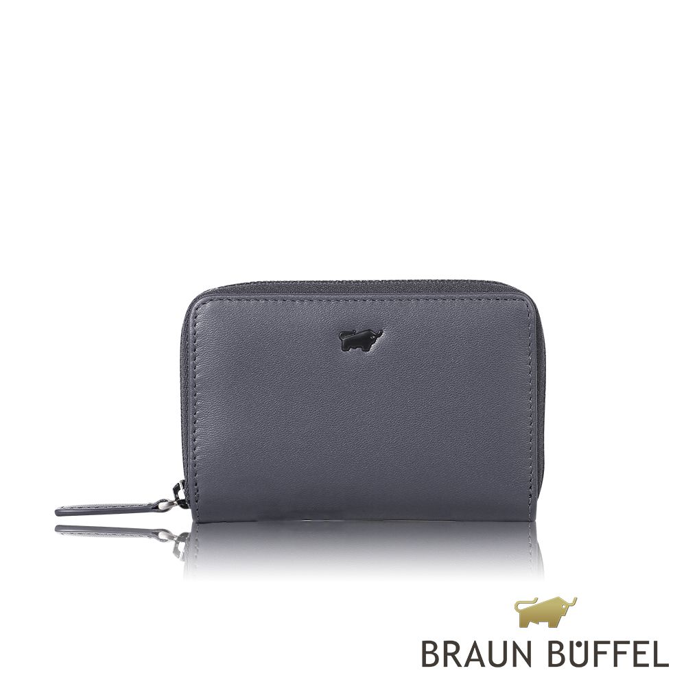 BRAUN BUFFEL 德國小金牛 台灣總代理 路西奧 拉鍊零錢包-深藍色/BF399-161-DB