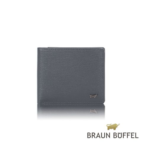 BRAUN BUFFEL 德國小金牛 台灣總代理 戰神-A 8卡中間翻零錢袋短夾-藍色/BF518-318-NY