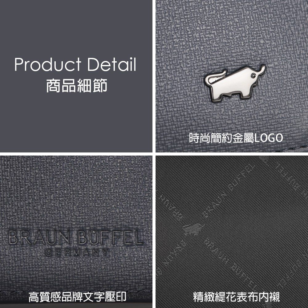 BRAUN BUFFEL 德國小金牛 台灣總代理 戰神-A 5卡透明窗皮夾-藍色/BF518-316-NY