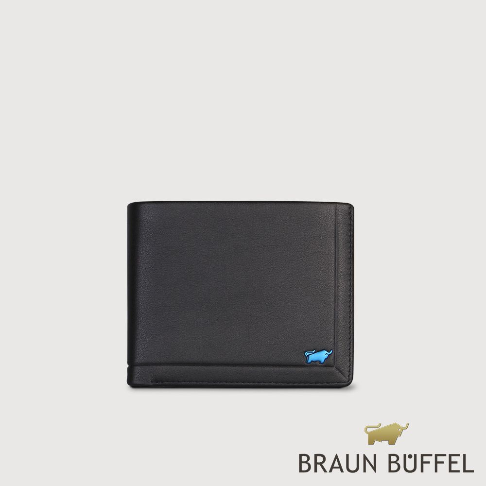 BRAUN BUFFEL 德國小金牛 台灣總代理 戴普 4卡零錢袋皮夾-黑色/BF521-315-BK