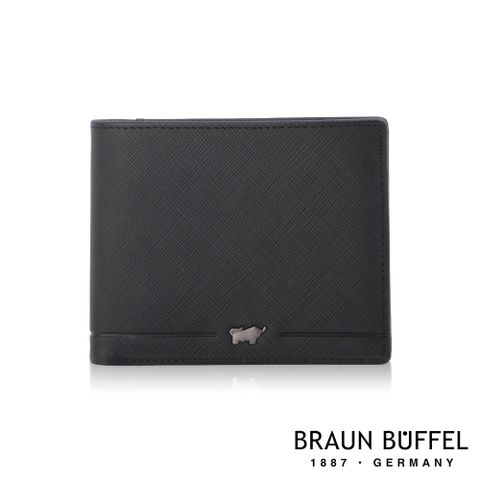 BRAUN BUFFEL 德國小金牛 台灣總代理 格瑞克-II 8卡男夾-黑色/BF387-313-BK