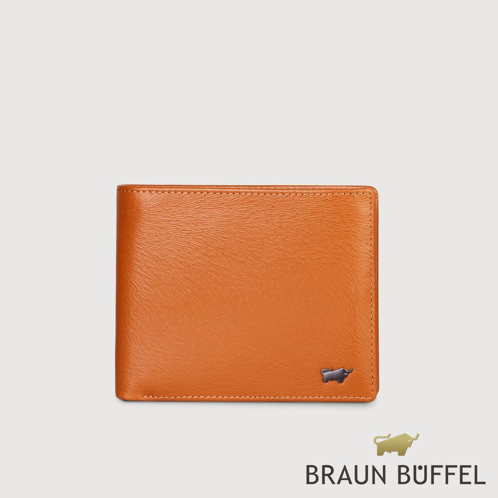 BRAUN BUFFEL 德國小金牛 台灣總代理 防盜-2 8卡男夾-杏仁巧克力色/BF539-313-SAL