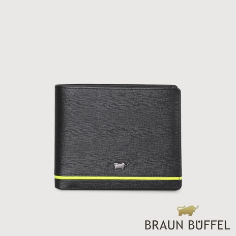 BRAUN BUFFEL 德國小金牛 台灣總代理 維克多-D 8卡中間翻零錢袋短夾-黑色/BF512-318-BK