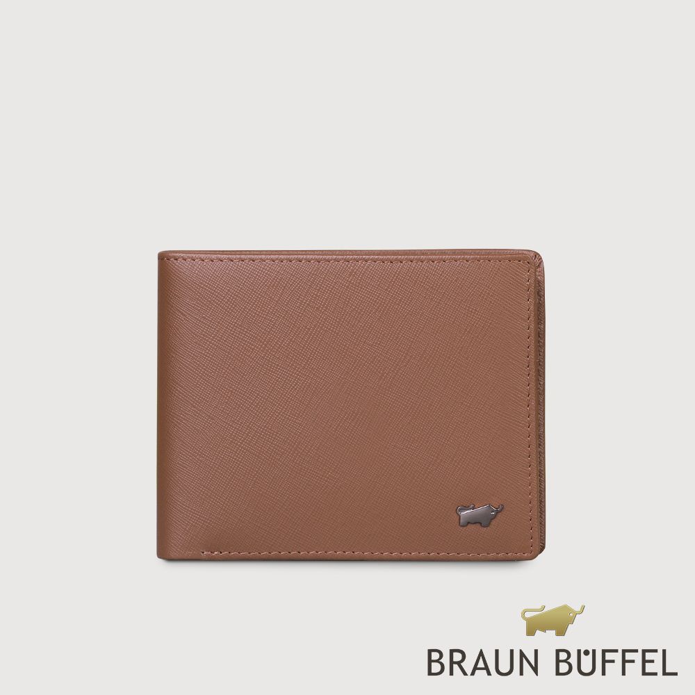 BRAUN BUFFEL 德國小金牛 台灣總代理 至尊 4卡零錢袋皮夾-深棕色/BF536-315-SI