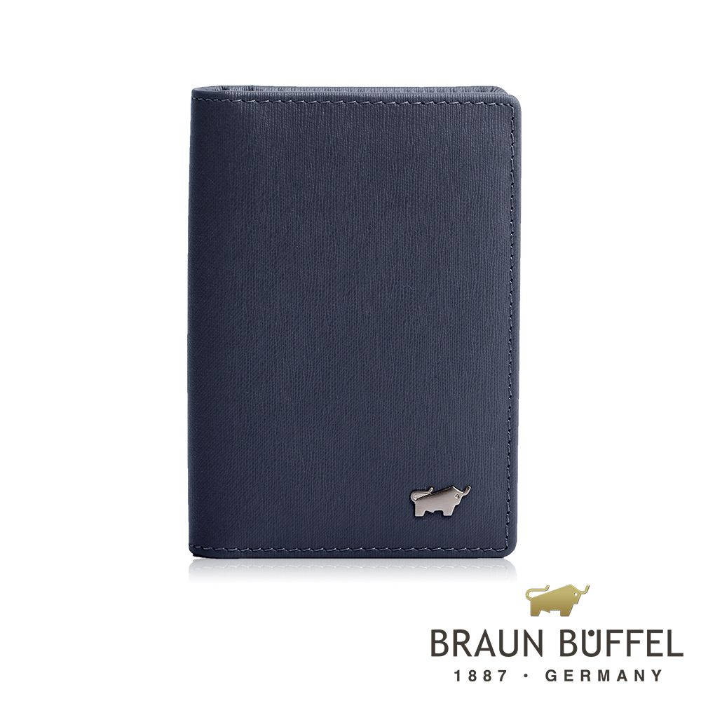 BRAUN BUFFEL 德國小金牛 台灣總代理 HOMME-M 4卡名片夾-深藍色/BF306-402-MAR