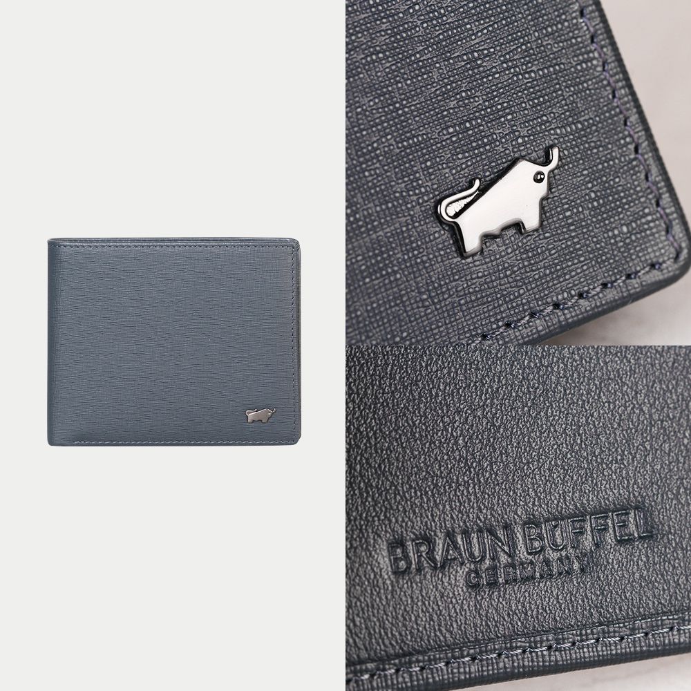 BRAUN BUFFEL 德國小金牛 台灣總代理 瓦拉頓-TW 5卡透明窗皮夾-深藍色/BF537-316-MAR