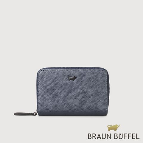 BRAUN BUFFEL 德國小金牛 台灣總代理 洛菲諾P-II 雙層拉鍊零錢包-藍色/BF347-161A-NY