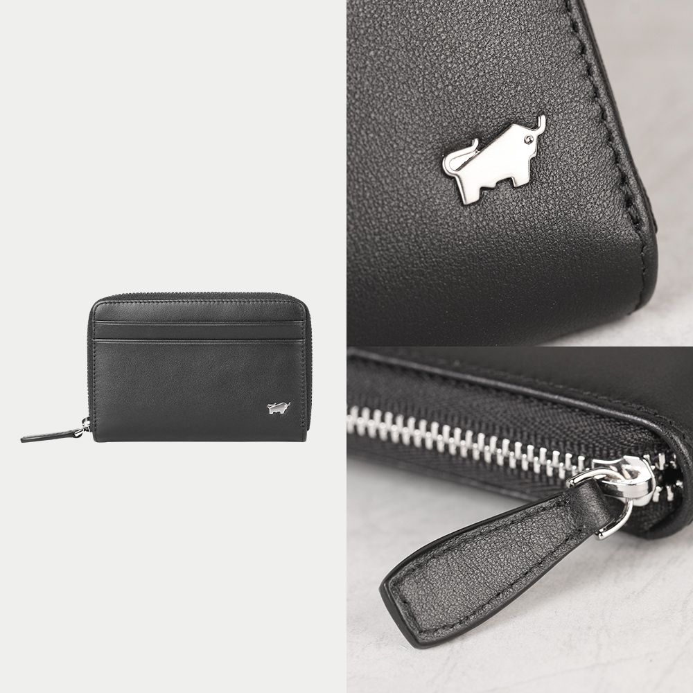 BRAUN BUFFEL 德國小金牛 台灣總代理 布爾斯 零錢包-黑色/BF532-163-BK