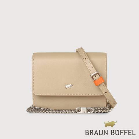 BRAUN BUFFEL 德國小金牛 台灣總代理 布爾斯 3卡附背帶萬用包-灰駝色/BF532-721-CN