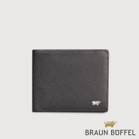 【BRAUN BUFFEL 德國小金牛】台灣總代理 尚恩-A 5卡透明窗皮夾-黑色/BF354-316-BK