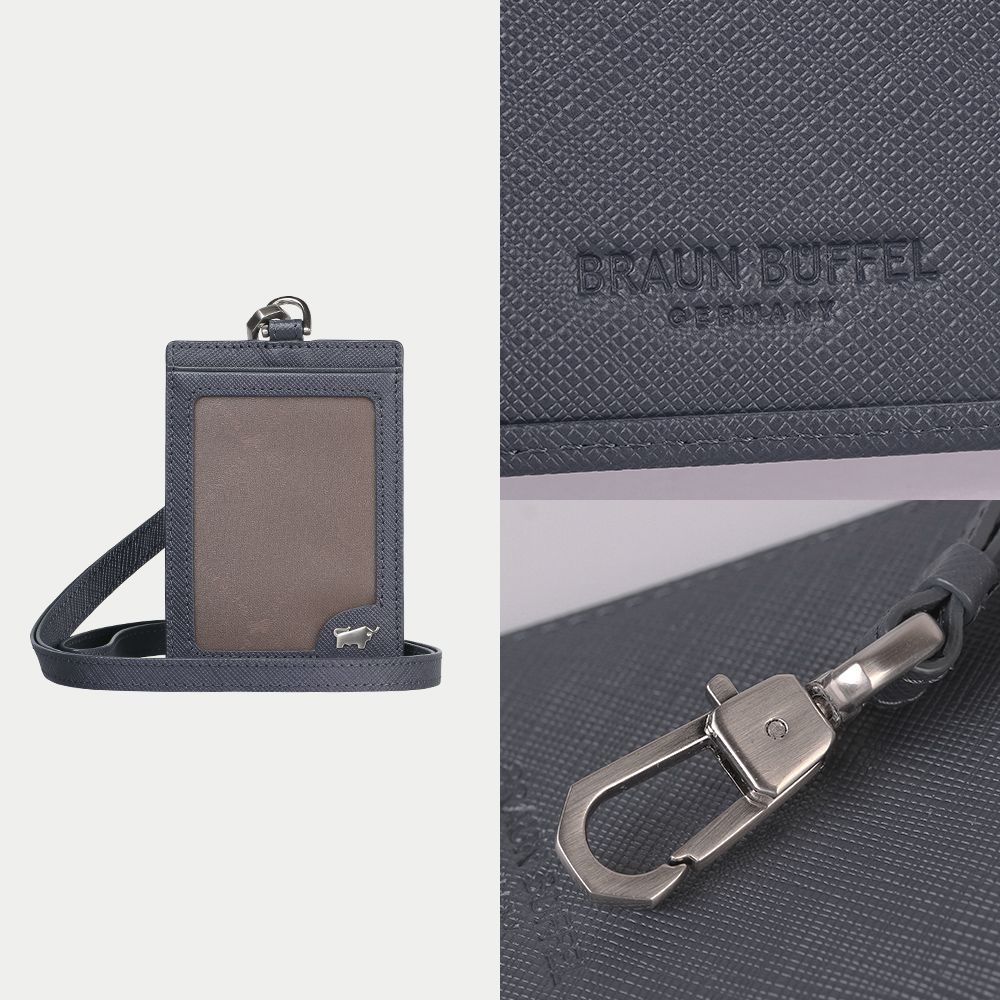 BRAUN BUFFEL 德國小金牛 台灣總代理 尚恩-A 證件夾-藍色/BF354-170-NY