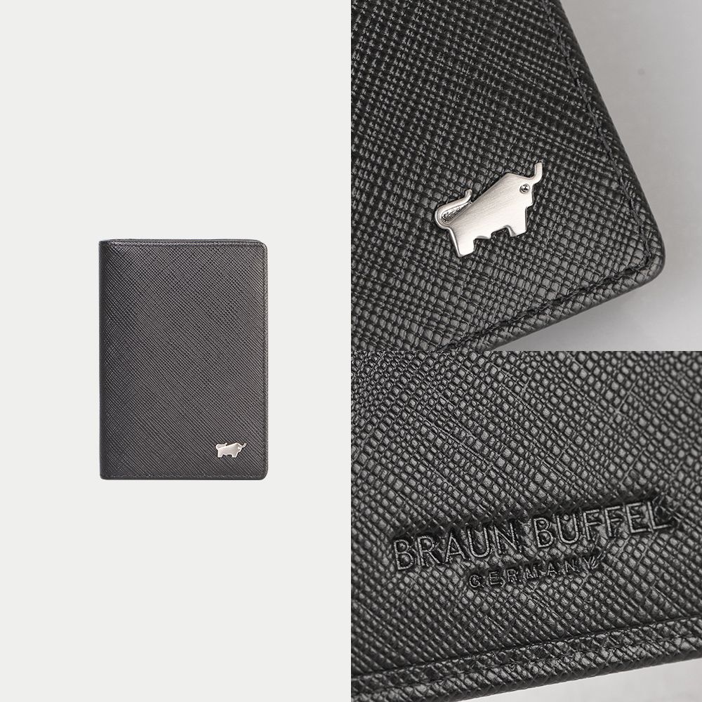 BRAUN BUFFEL 德國小金牛 台灣總代理 尚恩-A 厚型名片夾-黑色/BF354-402-BK