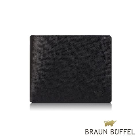 BRAUN BUFFEL 德國小金牛 台灣總代理洛菲諾P-II 4卡零錢袋皮夾-黑色/BF347-315-BK