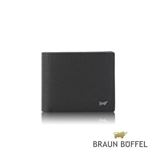 BRAUN BUFFEL 德國小金牛 台灣總代理 戰神 4卡零錢袋皮夾-黑色/BF378-315-BK