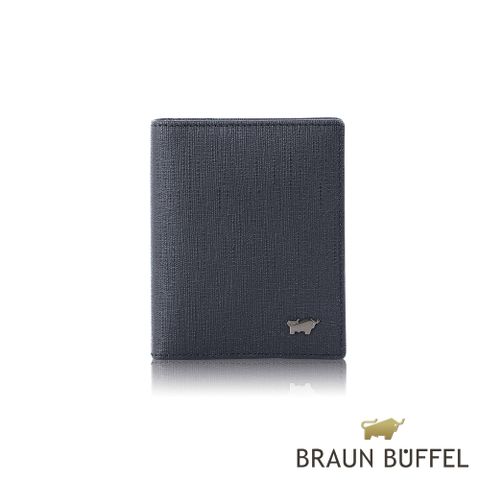 BRAUN BUFFEL 德國小金牛 台灣總代理 戰神 薄型名片夾-藍色/BF378-120-NY