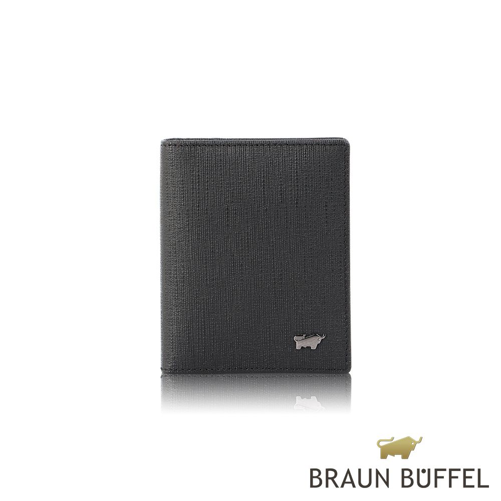 BRAUN BUFFEL 德國小金牛 台灣總代理 戰神 薄型名片夾-黑色/BF378-120-BK