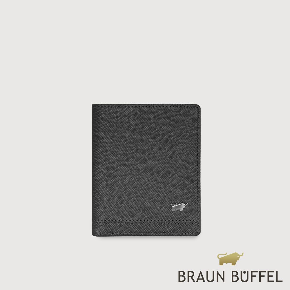 BRAUN BUFFEL 德國小金牛 台灣總代理 巴雷特 6卡名片夾-黑色/BF546-306-BK