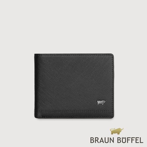 BRAUN BUFFEL 德國小金牛 台灣總代理 巴雷特 4卡零錢袋皮夾-黑色/BF546-315-BK