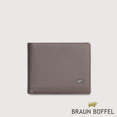 BRAUN BUFFEL 德國小金牛 台灣總代理 巴雷特 8卡中間翻零錢袋短夾-咖啡色/BF546-318-GCO