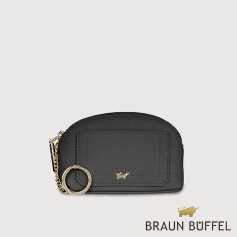 【BRAUN BUFFEL 德國小金牛】台灣總代理 珍妮絲 拉鍊零錢包-黑色/BF840-161-BK