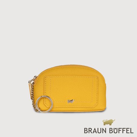 【BRAUN BUFFEL 德國小金牛】台灣總代理 珍妮絲 拉鍊零錢包-向日葵黃/ BF840-161-SF
