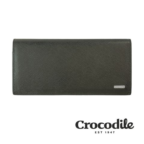 Crocodile 鱷魚牌 鱷魚皮件 真皮長夾 Wind系列 17卡 1窗格 零錢包 拉鍊零錢袋 男夾 0103-59101