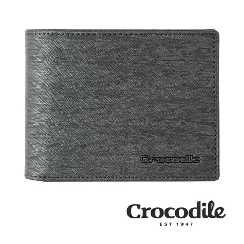 Crocodile 鱷魚皮件 真皮皮夾 維也納Wien系列 8卡 雙鈔票 短夾-0103-10404-黑色