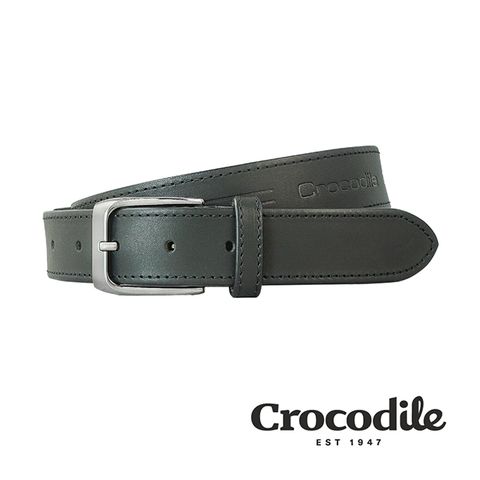 Crocodile 鱷魚牌 鱷魚皮件 真皮打洞寬版皮帶 0102-35004-01