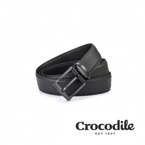 Crocodile 鱷魚牌 休閒真皮皮帶 男生打洞皮帶 男禮物推薦 Nappa納帕軟皮-32MM-0101-52011-黑色