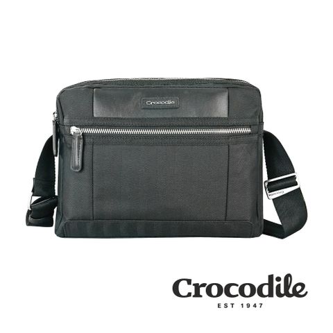 Crocodile 鱷魚皮件 Snapper 3.0系列 布配皮 橫式斜背包（M）側背包-0104-09903-黑藍兩色